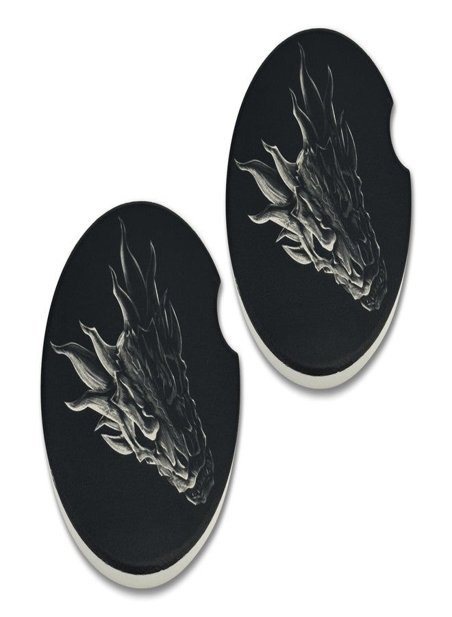 Elektroplate قواعد أكواب سيراميكية للسيارات من إليكتروبليت، مرخصة رسميًا من هاوس أوف ذا دراغون، بتصميم جمجمة باليريون (قطر 2.6 بوصة) | مناسبة لجميع أنواع السيارات والشاحنات وسيارات الدفع الرباعي وغيرها | ماصة للماء، مانعة للانزلاق، متينة | طقم من قطعتين - Image 1